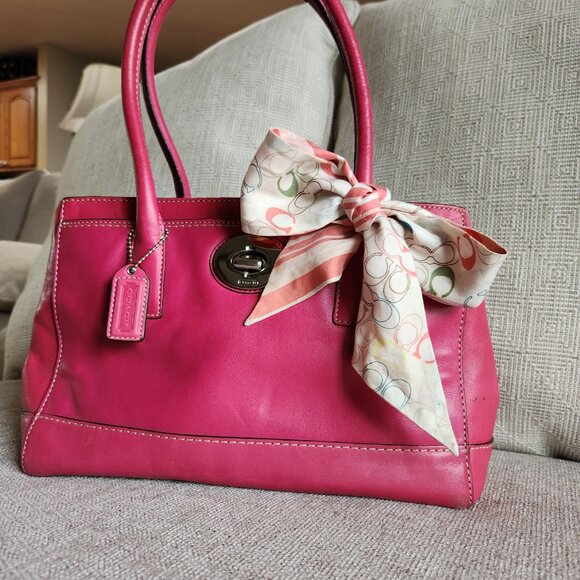 COACH Madeline satchel tote shoulder purse Magenta color with Coach ribbon - Picture 3 of 14